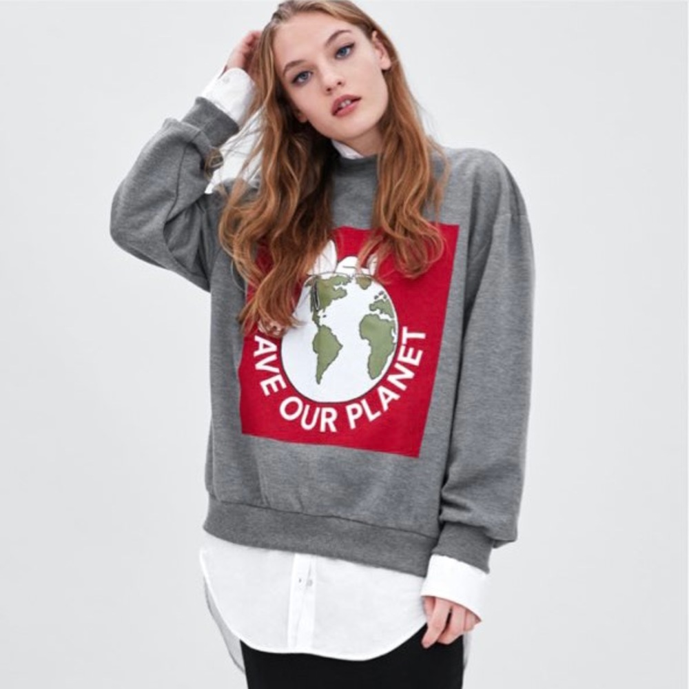 Zara Snoopy Save The Planet Sweatshirt (M) Unisex